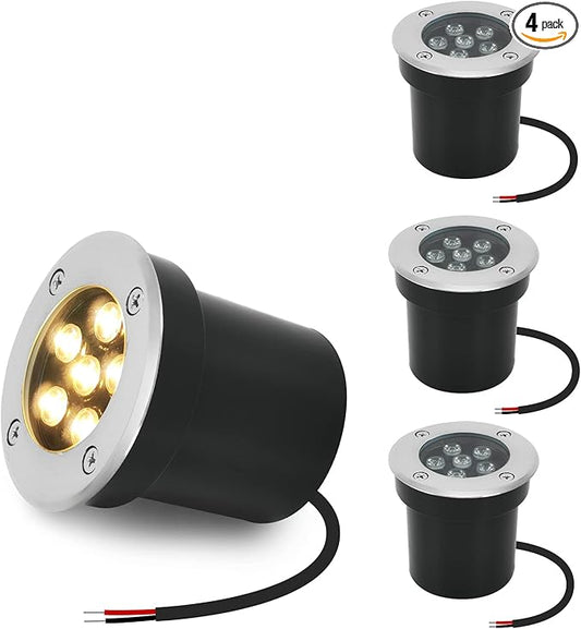In-ground Lights Landscape Light 4 Pack 6w 12v Low Voltage LED Well Light Waterproof IP67 Pathway Lights Outdoor spotlights Trees Flags for Garden,Yard,Tree