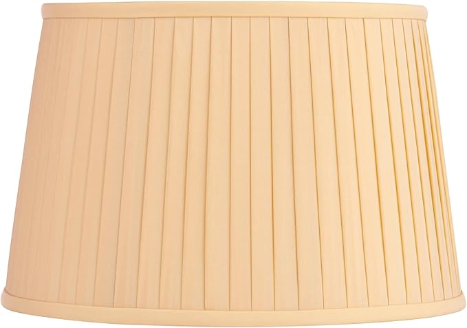 Mapo 14" Top x 17" Bottom x 11" High x 11" Slant Lamp Shade Replacement Large Yellow Drum Round Tapered Traditional Fabric Pleated Softback Washer Harp Finial - Springcrest