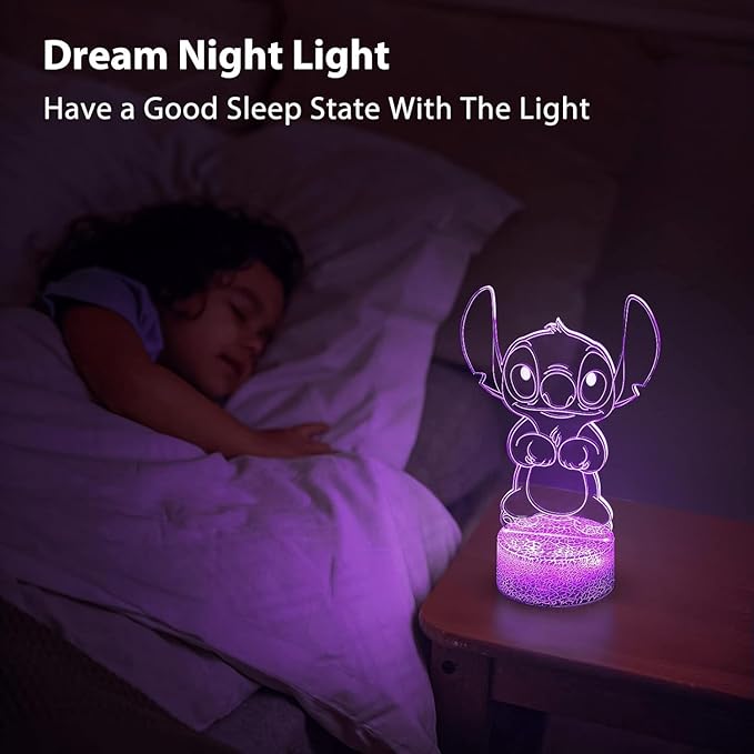 Hoofun Stitch Night Light with Timer & Memory,【2025 New Upgraded】 16 Color Changing LED Lamp,Touch & Remote Control, Stitch Gifts for Girls, Kids, Boys,Cute Bedroom Decor for Birthday Christmas Party