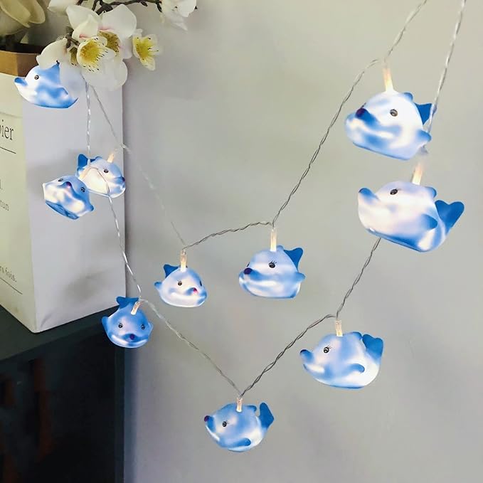 Cute Animal Dolphin String Lights,10 LED Dolphin Night Light Fairy Light Battery Operated for Children Bedroom Party Christmas Decoration (Dolphin)