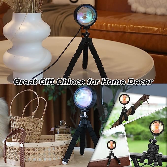 Sunset Lamp Led Lights for Bedroom Aesthetic Room Decor Night Light Living Room Sun Sunlight Projector Christmas Decorations Gifts Party Orange