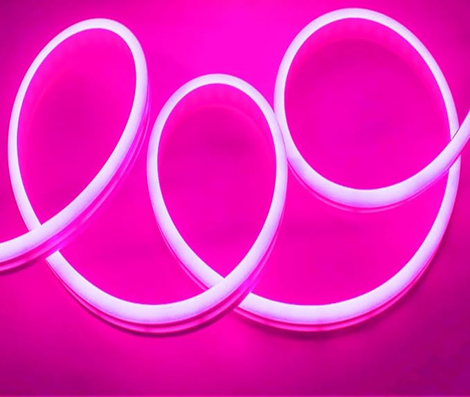LED Neon Strip Lights, 20ft AC 110V-130V Super Bright Rope Light Sign String 12000LM Waterproof IP68 for Outdoor Indoor Commercial Lighting Decor(Pink)
