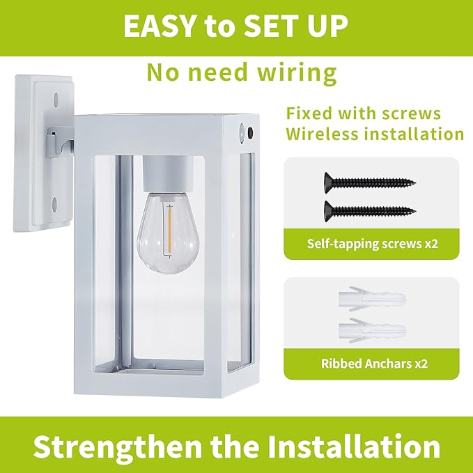 2 Pack Solar Porch Lights Outdoor,Solar Wall Lights with 3 Lighting Modes&Motion Sensor, Dusk to Dawn Sconce Lights Wall Mount,Exterior Wall Lantern Light Fixture for House, Garage,Patio,Shed