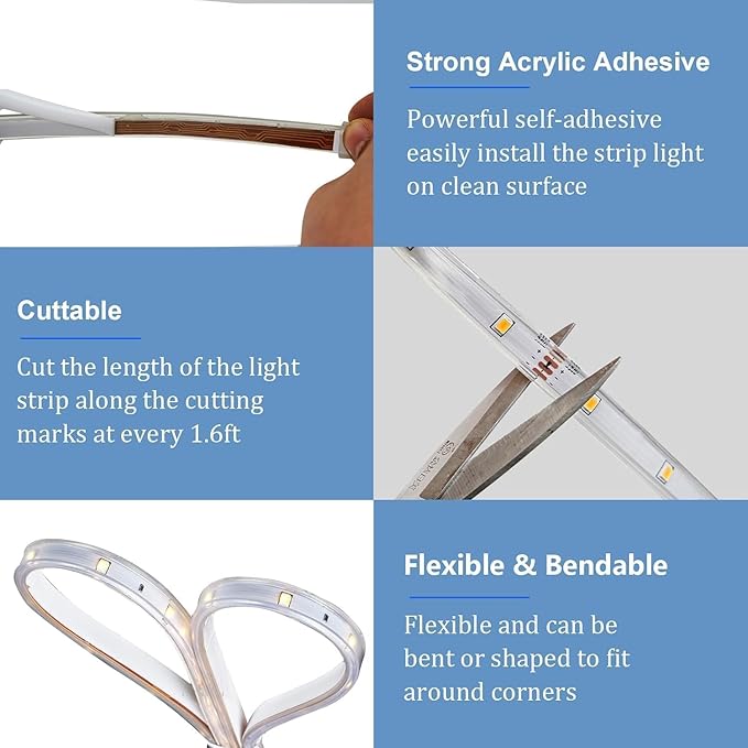 120ft Total (3x40ft) - 3 Pack Solar Led Strip Lights Outdoor, 8 Mode with Remote Timer and Auto On/Off, Self-Adhesive Waterproof, Great for Yard, Garden, Stair and Sidewalk Decor, Warm White