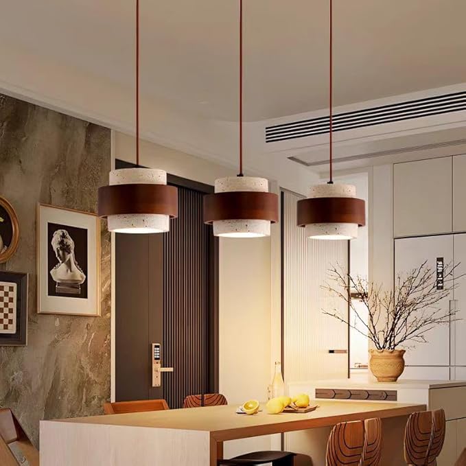Wabi Sabi Pendant Light Nordic Natural Stone Chandeliers Concrete Simple Light Fixture for Dining Room Bedside Kitchen Island Hallway