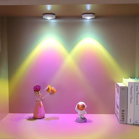 2-Pack Sunset Lamp Projection Hexagonal Colorful Sunset Red Wall Lamp LED Touch Control Two Brightness Adjustable Cabinet Decorative Light