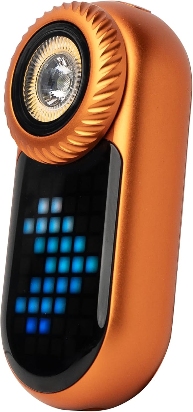 LOOPDOT EDC Flashlight – Rechargeable Small and Powerful LED Flashlight with RGB Pixel Display, Interactive Games, Adjustable Brightness – Cool Gadget Gift for Kids & Adults (Orange)