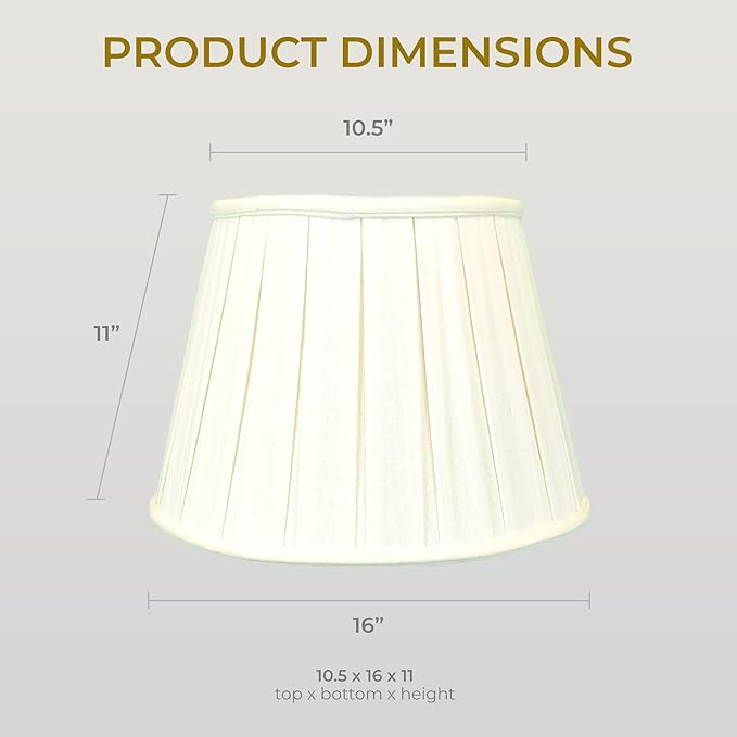 Royal Designs, Inc. Empire English Pleat Lamp Shade, BSO-724-16LNEG, 10.5 x 16 x 11, Linen Eggshell