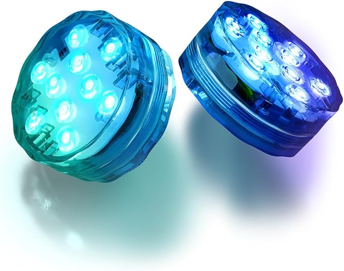 BOKKY 2 Pack RGB Waterproof Shower Light with Multi Color Convertible Wireless LED Shower Lamp - Ideal for Bath, Shower, Spa, Vanity Lamp, Pond, Party