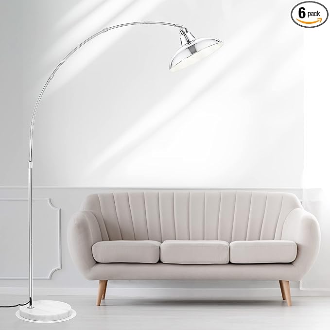 Modern 77" Arc Floor Lamp - Adjustable Sliver Standing Lamp for Living Room, Rotatable Arch Metal Pole Task Lamp Over The Couch, Adjustable Tall Lamp for Bedroom Office Home Brushed Nickel