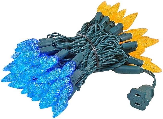 Novelty Lights 24FT 70 LED C6 Christmas String Lights, Outdoor Commercial Grade Tree Decorations, Permanent LED Lights (Blue/Orange)