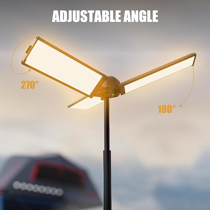 BUBRA Telescopic Camping Lantern with Stand (40" Tripod), 8000mAh Rechargeable Camping Light & Lantern Flashlight - Portable Work Light for Power Outages, Valentine's Day Gifts for Him Dad