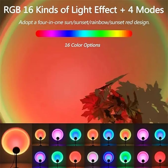 Sunset Lamp Projector, Rainbow Projection Led Lights with Remote, 16 Colors Multicolor Changing LED Night Light, Sunlight Light for Photography Selfie Party, Home Bedroom Decor Xmas Gifts for Women