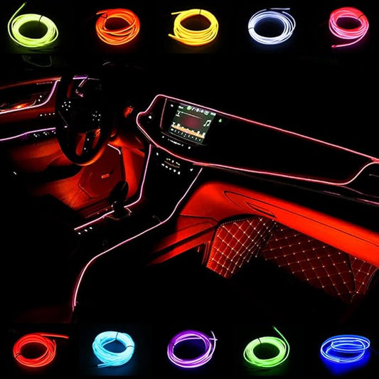 ABALDI Car Lights Interior El Wire Car kit Cold Interior Trim Bright Light for Car Interior Decoration(5m/16ft,Red)