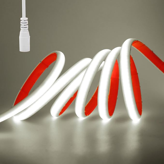 KISUFU 12V DC COB LED Strip, 320 Leds/m Waterproof IP68 Flexible Neon Light Strip for Living Room, Bedroom, Kitchen, DIY Outdoor Party, Holiday Decoration. (without Power Adapter)