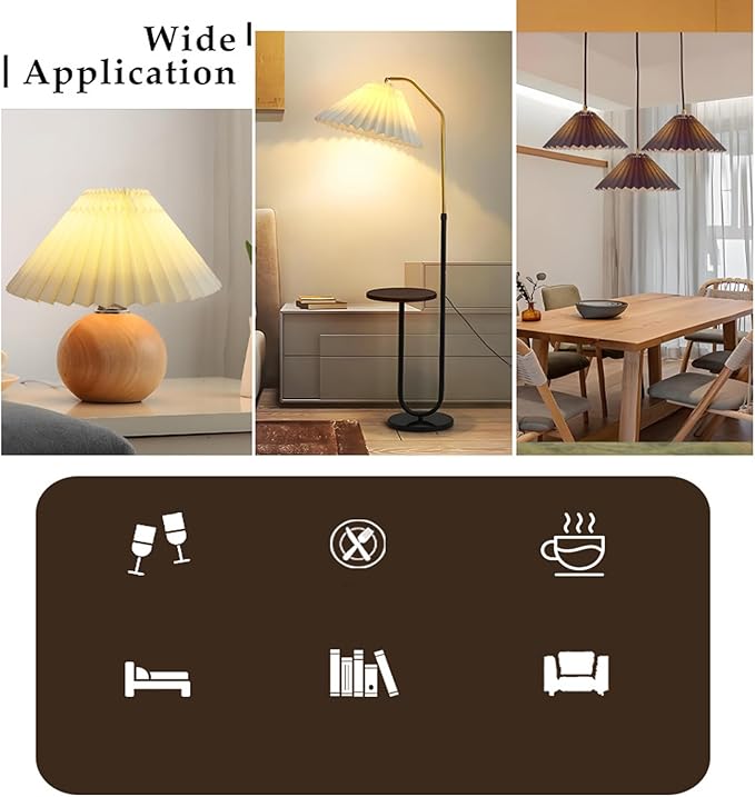 2 Pack Pleated Table Lamp Lampshades Replacement Bedside Table Lamp Pleated Lamp Shade for Ceramic Table Lamps Bedside Nightstand Small Table Lamps with Rattan Base Wire Frame Do not Included