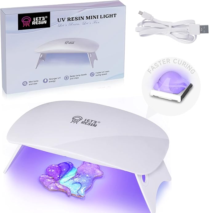 LET'S RESIN Mini UV Light for Resin, 2.5Times Higher Energy Value Portable Light, Faster Curing & 84g Light Weight UV Lamp, Supplies for UV Resin Molds, Jewelry Making, Craft Decor