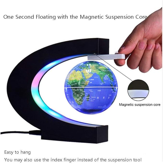 Office Desk Lamp Multi-Color Changing Floating Levitating Light Decoration Magnetic Levitation Floating World Map Electric Night light for Home/Office Desk Magnet Desktop