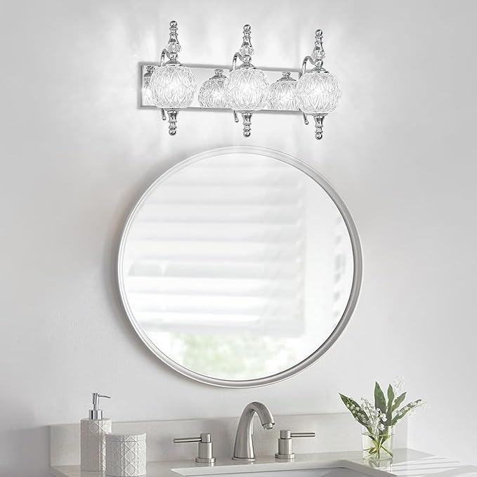 Modern Crystal Bathroom Vanity Lights Fixtures Over Mirror Chrome Vintage 3-Lights 20 Inch Bathroom Light Fixtures Glass Crystal Vanity Lights