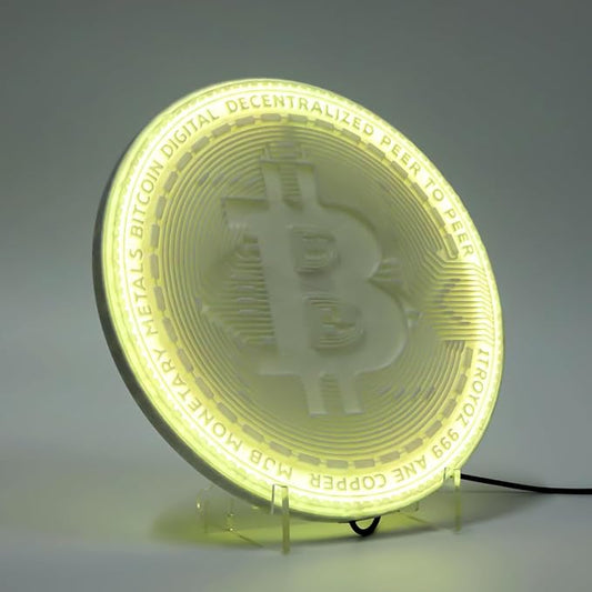 3D Moon Lamp – 3D Printed PLA Floating Moon, APP & Manual Control, RGB Music-Sync, Desktop & Wall-Mountable Night Light for Home, Kids, Party (Bitcoin 8.6lnches)