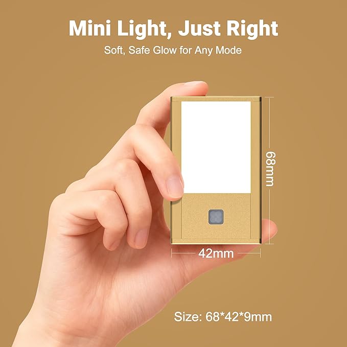 V4light Rechargeable Motion Sensor Night Lights, 4-Pack - Brushed Gold Aluminum Alloy, Ultra-Compact Magnetic Mount, 3000K Warm White Glow, Ideal for Hallways, Bedrooms, Stairs & Nightly Use