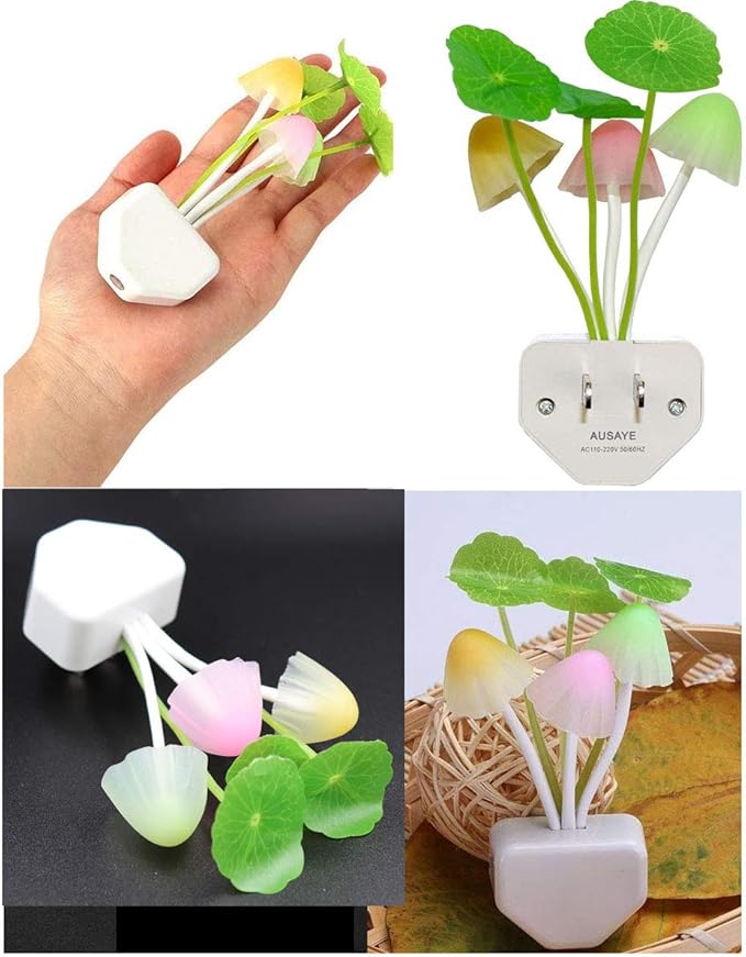 AUSAYE Color Change Led Night Light w/Smart Sensor, Plug-in Night Lights for Kids Adults Cute Mushroom Night Light Lamp Bedroom Home Decor Light Wall Lamps NightLight