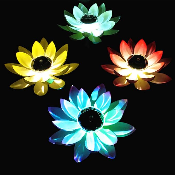 Juesi Floating Pool Lights, Solar Power Floating Lotus Flower LED Accent Light, Color Changing Water Resistant Outdoor Floating Pond Night Light Auto On/Off for Garden Pool Party Ideal Gift (Pink)