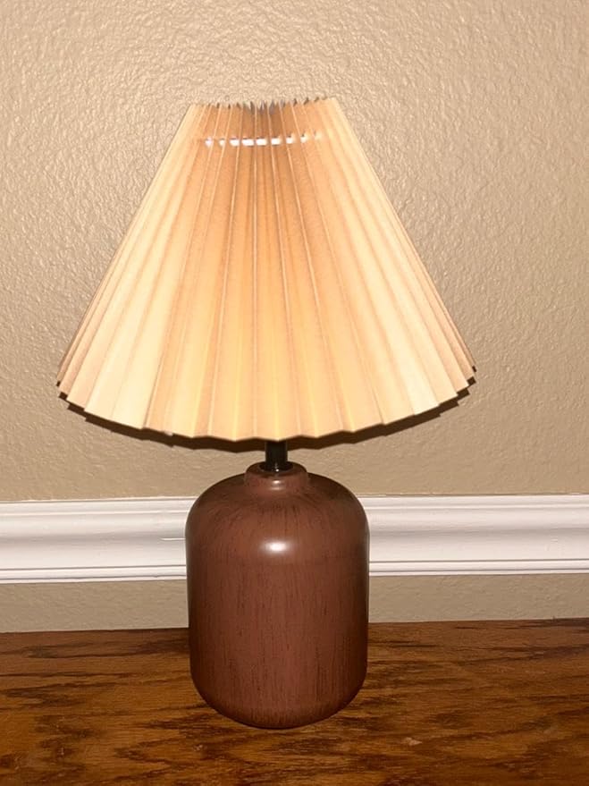 Small lampshades for table lamps, pleated, set of 2. Suitable for E27. 9"x6.2" Compatible with any interior. (beige), (light brown)