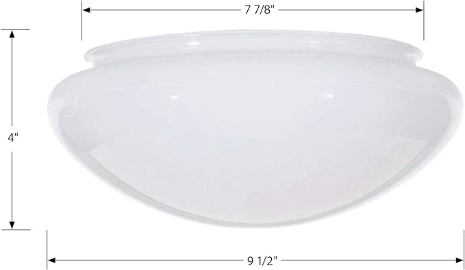 Satco 50-330 9.5-Inch Replacement Mushroom Glass Shade, 7-7/8 Inch Fitter, White (50/330)