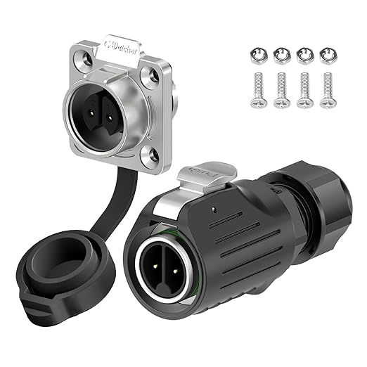 EW-LP16 Industrial Waterproof Connector IP68 Quickly Plugging Aviation Connector Anti-Interference Circular Connector Fast Release Electrical Connector M16 2-9 Pin Flange Socket (2 Pin)