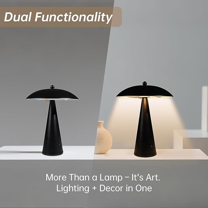 Mushroom Table Lamps Modern Table Lamp with 3 Color Temperatures 3000/4000/5000K,Dimmable Nightstand Lamp Desk Lamp for Living Room,Bedroom,Kid's Room,Office