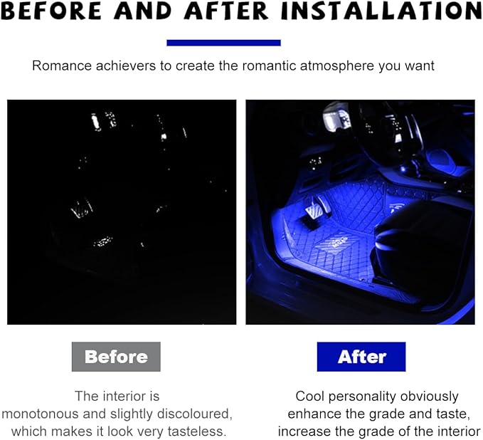 Car LED Strip Light, 24 LED RGB Auto Under Dash Interior Atmosphere Lights, Cigarette Lighter Decorative Lamp Ambient Night Light, Universal Lighting Kit Car Accessories (Blue)