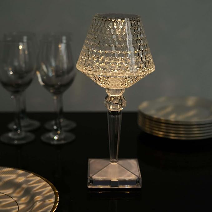 Efavormart 10" LED Acrylic Crystal Cup Shape Color Changing Cordless Table Lamp, Rechargeable Touch Control Accent Lamp