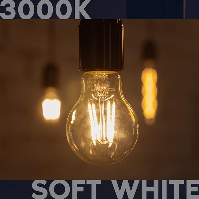 LUXRITE Vintage A19 LED Light Bulbs 100 Watt Equivalent, 1600 Lumens, 3000K Soft White, Dimmable Edison Light Bulbs, 12W, Damp Rated, UL Listed, Clear Glass Filament Bulb, E26 Medium Base (6 Pack)