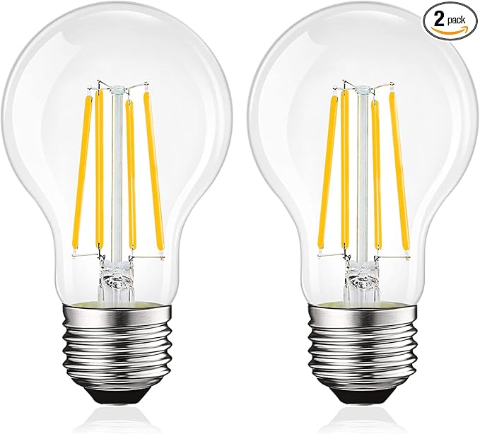 LUXRITE Vintage A19 LED Light Bulbs 100 Watt Equivalent, 1600 Lumens, 3500K Natural White, Dimmable Edison Light Bulbs, 12W, Damp Rated, UL Listed, Clear Glass Filament Bulb, E26 Medium Base (2 Pack)