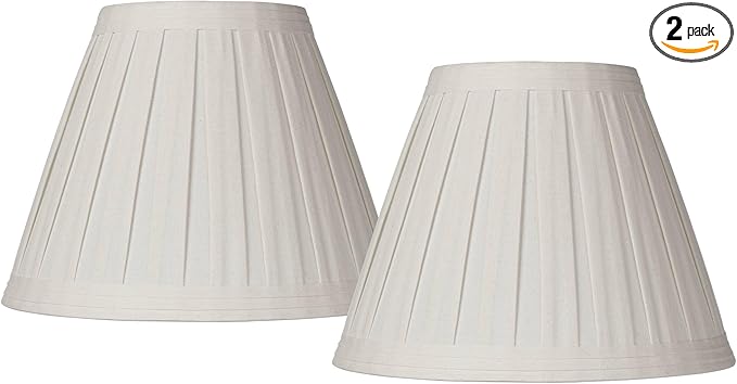 Set of 2 Creme Linen Box Pleated Large Drum Lamp Shades 7" Top x 14" Bottom x 11" High (Spider) Replacement with Harp and Finial - Springcrest