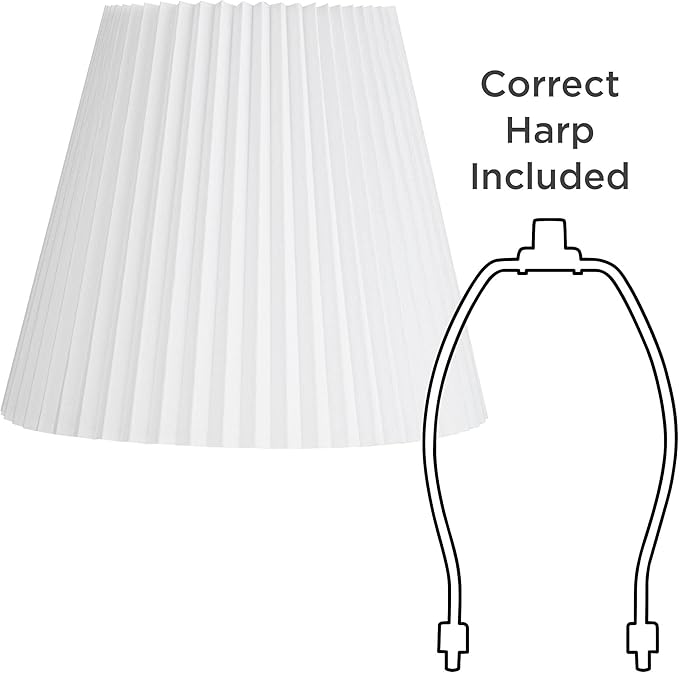 Hardback Knife Pleated Empire Lamp Shade Brussels White Large 10" Top x 17" Bottom x 14.75" Slant x 14.5" High Spider with Replacement Harp and Finial - Springcrest
