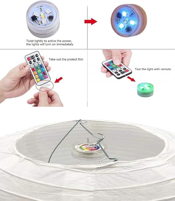 Christmas Led Lights with Remote Battery Operated Color Changing Led Tea Light with Mini Hanging, for Christmas Tree vase Decor(10 Lights+2 remotes)