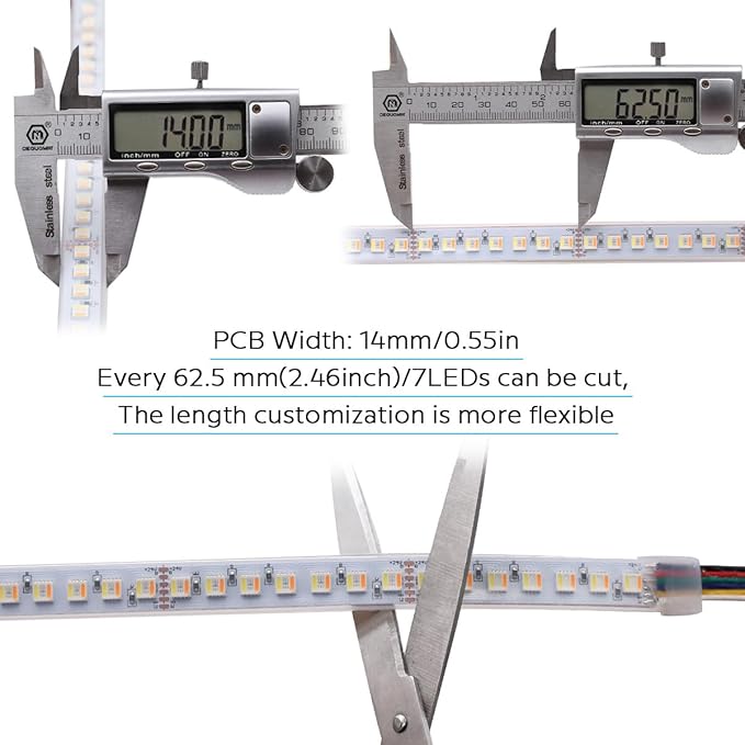 Densest 560 LEDs and Brightest 5 in 1 Outdoor RGBWW LED Strip 24V Waterproof IP67 RGBCCT LED Tape Light 16.4FT