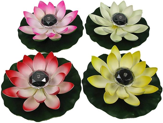 Juesi Floating Pool Lights, Solar Power Floating Lotus Flower LED Accent Light, Color Changing Water Resistant Outdoor Floating Pond Night Light Auto On/Off for Garden Pool Party Ideal Gift (Yellow)