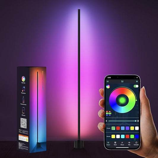 RGB LED Corner Lamp with Music Sync - 16 Million Colors Ambience Light, Smart App & Remote Control, Perfect Corner Floor Lamp for Bedroom Living Room Gaming Room