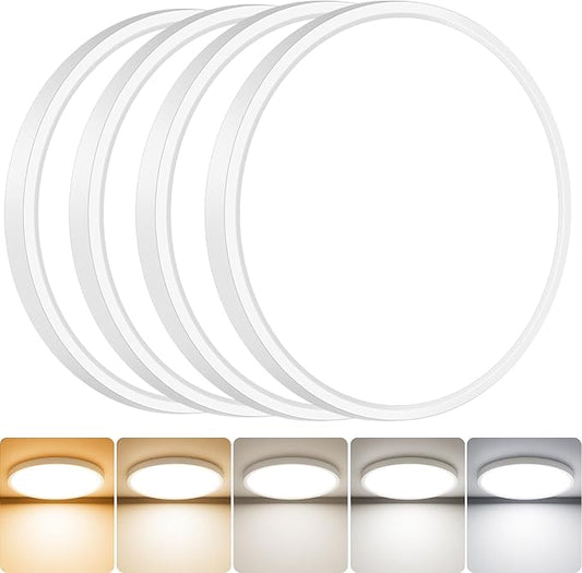 slochi 4Pack LED Flush Mount Ceiling Light Fixture, 7 Inch 15W, 1500LM, Super Slim 0.7 Inch, 3000K-6500K Adjustable Low Profile LED Ceiling Lights for Bathroom, Closet, Hallway(White)