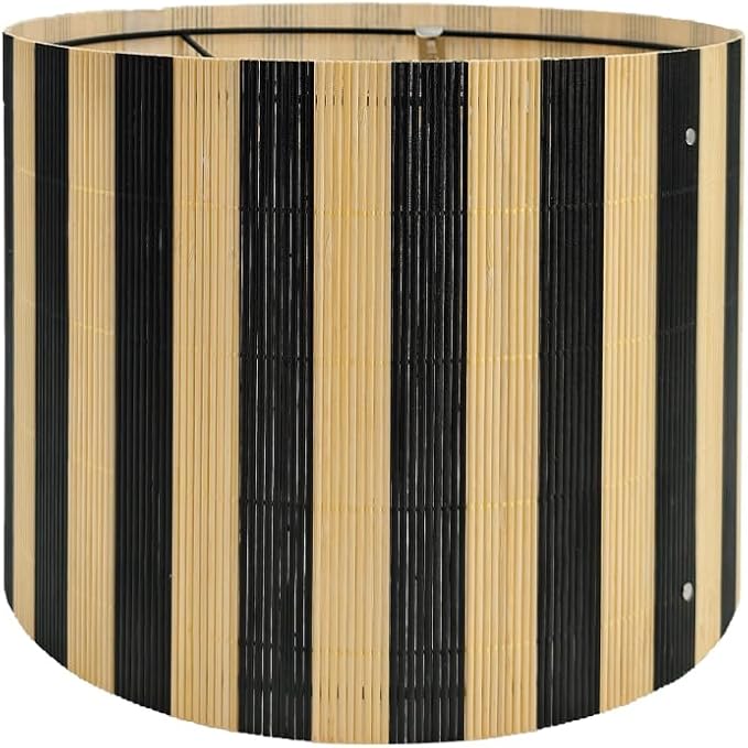 bamboo lamp shade modern decorative black stripe groovy unique Lamp Replacement Accessories E27 size 30x23cm