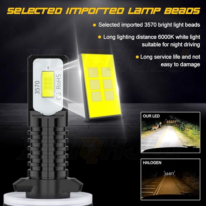 Compatible for 1999 2000 2001 2002 Chevy Silverado Light Bulbs, 9005 High Beam 9006 Low Beam 880 Fog Lights, 6000K Light Combo Kit, Plug n Play, Powersports Bulbs, 6-Pack