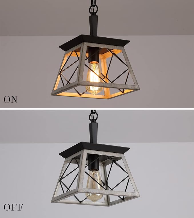 Q&S Farmhouse Dining Room Pendant Light Fixture,1-Light Industrial Hanging Lights for Hallway Entryway Patio Kitchen Island UL Listed