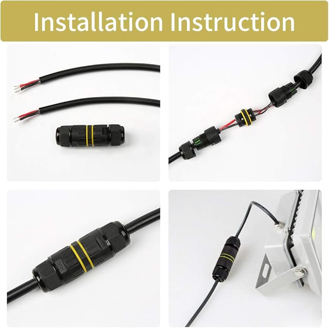 IP68 Outdoor Waterproof Junction Box Electrical Cable Connector, Easy to Install, UL,M16 for Ø 3.5-10mm Wire Range(AC 400V, 17.5A),2 Way 3Pin 5Pack