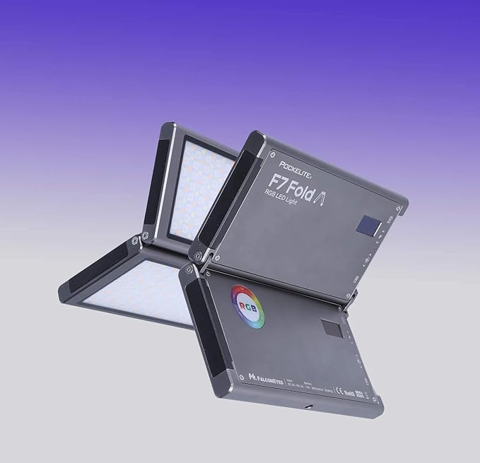 Falcon Eyes F7 Fold 24W RGB On Camera Video Light, Support Magnetic Attraction, Color Picker Functions, App Control