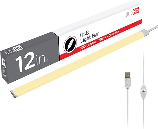 UltraPro 12 inch USB Light Bar Plug-in Under Cabinet Lights, Warm White Light (2700K), Full Spectrum Dimmable, LED Under Cabinet Lighting for Kitchen, Grow Lights for Indoor Plants, 80063