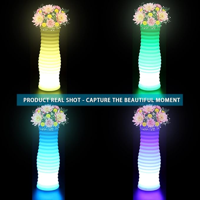 LED Vase Night Light, 20-in Rechargeable LED Planter Light, 16 Colors & 4 Modes Cordless Flower Pot with Remote, Waterproof & Sturdy Floor Mood Lamp for Living Room Bedroom Yard Wedding Party Decor