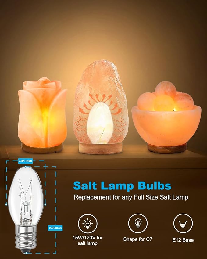 Salt Lamp Bulbs - 15 Watt Light Bulbs for Scentsy Wax Warmer - C7 Replacement Bulbs for Plug in Wax Diffuser- Warmwhite - Dimmable,15 Packs